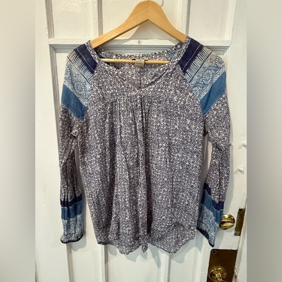 Lucky Brand Tops - Lucky Brand Navy and Light Blue Blouse